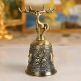 elvesmall Deer Bells Roses Hand Bells Reindeer Hand Christmas Gifts Engraved Antique Church Bronze Bell Creative Home Decoration