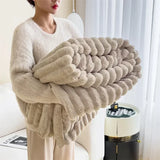 elvesmall New Imitation Rabbit Velvet Autumn Warm Blankets for Beds Soft Fluffy Coral Fleece Throw Blankets for Sofa Warmth Bed Sheets