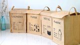 elvesmall Storage Crate with Lid Folding Jute Basket Portable Bag for Home Stationery Sundries Toys Organizer Laundry Gunnysack with Cover