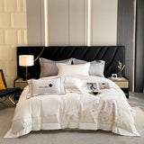 elvesmall  100% Egyptian Cotton Luxury Embroidery Wedding Bedding Set 600TC Cotton Duvet Cover Flat/Fitted Bed Sheets and Pillowcases