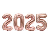 elvesmall 2025 Happy New Year Balloons Banner Rose Gold Number Letter Aluminum Foil Balloon Christmas New Year Eve Party Decor Balls Suppl