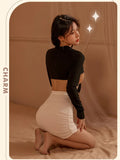elvesmall  Open Chest Erotic Lingerie Sexy Teacher Secretary Cosplay Costume Bow Tie Breasted Tops and Skirt Adult Game Office Lady Uniform