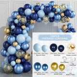 elvesmall Blue Metallic Balloons Garland Kit Gold Confetti Balloon Arch Birthday Party Decoration Kids Wedding Birthday Baby Shower Boy