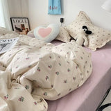 elvesmall Ins Nordic Duvet Cover Set 2024 Summer New Twin Queen Size Kids Adult Flat Sheet Pillowcase No Filler Fashion Bed Linens
