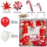 elvesmall Christmas Balloon Arch Set Candy Cane Aluminum Film Red Green White Father Christmas New Year Balloons Party Decoration Gifts
