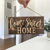 elvesmall Rustic Home Sweet Wall Hanging Decor Wood Art Plaques Sign Door Sign for Home Living Room Front Door Decor