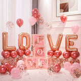 elvesmall 1Set Transparent Letter Balloon Box Letter Love Red Foil Balloons Happy Valentine’s Day Wedding Room Party Decorations