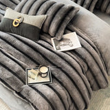 elvesmall Faux fur Bed linen warm winter bed cover full set Microfiber Duvet cover bed sheets set double bed Bedding set Quilt cover set