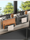 elvesmall  Multi-function Kitchen Knife Holder  Wall-mounted  Chopsticks Tube Rack Drain Integrated Storage Organizer Knives Hanger Hooks