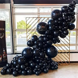 elvesmall 135pcs Black Latex Balloon Arch Garlands Holiday Party Dance Birthday Party Photo Props Anniversary Party Spot Decorations