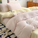 elvesmall New Duvet Cover Super Soft Pure Color Wash Quilt Cover 4-piece Bedding Set 3-piece Dormitory 180x220 200x230 Skin-friendly