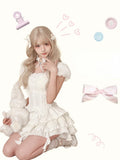 srczz  -  Japanese Sweet Lolita Skirt Suits Women Causal Sweet French Tops + Elegant Cute Mini Cake Skirts Summer 2024 2 Piece Skirt Set