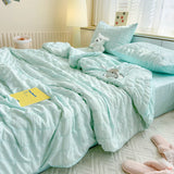 elvesmall  Summer Quilt Cool Comforter Quilt Seersucker  Soft Household Machine Washable Suitable Cool and Refreshing이불  Blanket
