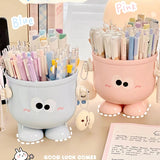 elvesmall Creative Pen Holder with Hook Table Cute Stationery Storage Box Pen Holder Rack Student Children Girls Desk Organizer Kawaii