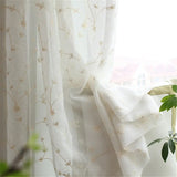 elvesmall  Embroidered Linen Sheer Curtains for Living Room Bedroom Floral White Tulle Curtain for Kitchen Voile Curtain Blind Panels Decor