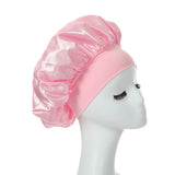 elvesmall Women Sleeping Caps Bathroom Satin Solid Color Stretch Bonnets Hair Hat for Daily Use and Beauty