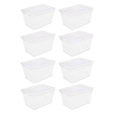 elvesmall 58 Qt Storage Box Clear Base White Lid Set of 8