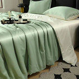 elvesmall Silk Summer Cool Quilt   New Washed Air Conditioning Quilt Ice Silk Summer Quilt Four Piece Bed Sheet and Comforter Blanket