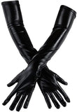 elvesmall Women Sexy Wet Look Long Gloves for Costume Cosplay, Long Patent Leather Gloves Elbow Length Long Gloves for Wedding Evening