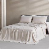 elvesmall  100% pure linen bed sheet set, breathable and durable, suitable for hot sleepers, 4 piece set - 1 sheet, 1 sheet, 2 pillowcases