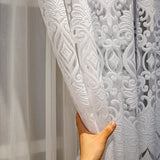 elvesmall  European Luxury Palace Jacquard Curtain for Living Room Bedroom White Geometric Hollowed Sheer Drape Window Treatment Custom #E