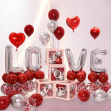 elvesmall 1Set Transparent Letter Balloon Box Letter Love Red Foil Balloons Happy Valentine’s Day Wedding Room Party Decorations