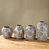 elvesmall Blue and White Porcelain Vases Flower Arrangements Living Room Decorations Chinese Style Ceramic Home Decoration Retro Porcelain