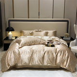 elvesmall Mulberry Silk 4 Pieces Comforter Bedding Set, 1PC Duvet Cover, 1PC Bed Sheet, 2PCS Pillowcases, Luxury Home Textiles Bedclothes