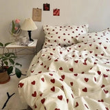 elvesmall Colorful Floral Duvet Cover Set with Sheet Pillowcases No Filling Cute Strawberry Bed Linen Full Queen Size Home Bedding Set