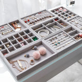 elvesmall Jewelry Storage Box Earring Ring Necklace Brooch Holder Velvet Jewelry Display Box Necklace Classification Organizer Drawer Tray