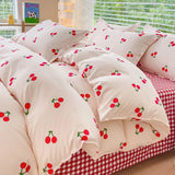elvesmall Vintage Floral Duvet Cover Set No Filler with Flat Sheet Pillowcases Single Double Queen Size Girls Ins Korean New Bedding Kit