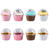elvesmall  25/50pcs Foil Cupcake Liners Heat Resistant Aluminum Cake Cups Round Baking Cups with Lids Kitchen Wedding birthday Party Supply
