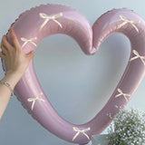 elvesmall INS 40 inch Love Heart Aluminium Film Balloon With Bowknot Helium Balloon Valentine's Days Wedding Party Decoration Photo Props