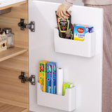 elvesmall  Kitchen Cabinet Door Storage Box Cling Film Holder Wall Mounted Basket Artifact Tool Household Sundries Collection Organizer Box