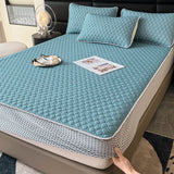 elvesmall  -  Simple Thicken Latex Summer Mat for Bed High-quality Cool Feeling Fabric Fitted Bed Sheet Set Queen Breathable Ice Silk Bed Mats