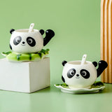 elvesmall  -  Creative Bamboo Panda Ceramic Teacup Cartoon Cute Bear Coffee Cup Couple Gift Dessert Milk Mug Home Water Mug Home Decoration