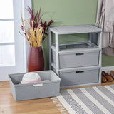 elvesmall Sterilite Storage Box Organizer 3 Drawer Cross-Weave Tower Cement