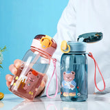 elvesmall  -  1pc 400ml Kids Water Sippy Cup With Straw Cartoon Leakproof Water Bottles Outdoor Portable Drink Bottle Children's Lovely Cup