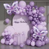 elvesmall 126pcs Purple 3D Butterfly Balloons Arch Garland Kit for Baby Shower Decorations for Girl Wedding Valentines Party Decorations