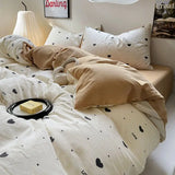 elvesmall Ins Bedding Set Duvet Cover Fresh Blue Floral. Wrinkled Yann Bed Set Of Four Pieces, Washing Cotton Sheets Bed Sheets