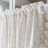 elvesmall  1PC Little Daisy Ruffle Short Curtains for Small Window White Drape Cabinet Kitchen Study Rod Special Blinds #E