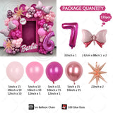 elvesmall 133Pcs Pink Bow Set Garland Arch Style 32 Inch 1-9 Foil Ball Latex Balloon Birthday Party Decoration for Children and Girls