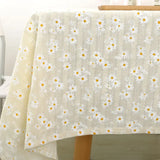elvesmall  Cotton Blend Tablecloth Beige Floral Printed Washable Farmhouse Table Cover for Wedding Party Living Room Baby Shower Decoration