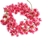 elvesmall 1.8M Silk Sakura Cherry Blossom Vine Lvy Wedding Arch Decoration Layout Home Party Rattan Wall Hanging Garland Wreath Slingers