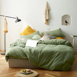 elvesmall  100% Knitted Cotton Comforter Cover Solid Color Duvet Cover Hotel Quality Luxury Bedding Set 1 Duvet Cover with 2 Pillowcases