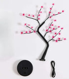 elvesmall Home Decoration USB/Battery Powered Touch Switch Warm White Artificial Bonsai Cherry Blossom Desktop Tree LED Lamp  Night Lamp
