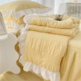 elvesmall Korean Seersucker Summer Thin Quilt Air Condition Comforter Bed Cover Skin Friendly Blanket Single Double Single Quilt Bedding