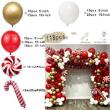 elvesmall Christmas Balloon Garland Arch Kit Red Green Lolipop Cone Star Foil Balloons New Year Christmas Party Decoration Supplies Gifts