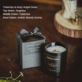 elvesmall 100% Natural Soy Wax Candles Jar Sandalwood Scented Black Candles Glass Container Home Decorative Vase