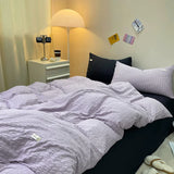 elvesmall INS Solid color Bedding Comforter sets Duvet Cover bedsheets set pillowcases Bedding Linens Set Queen/King Bed